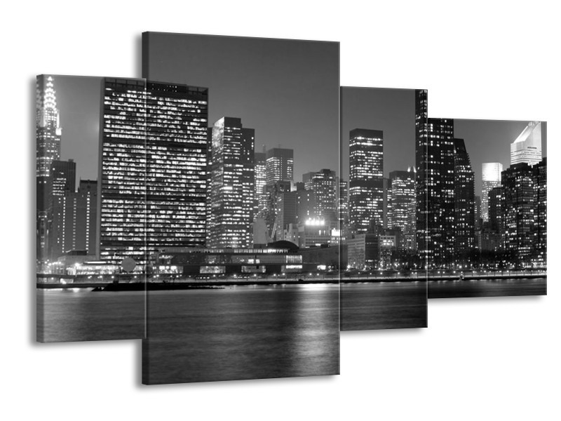 Glas schilderij Stad | Grijs, Zwart, Wit | 120x75cm 4Luik