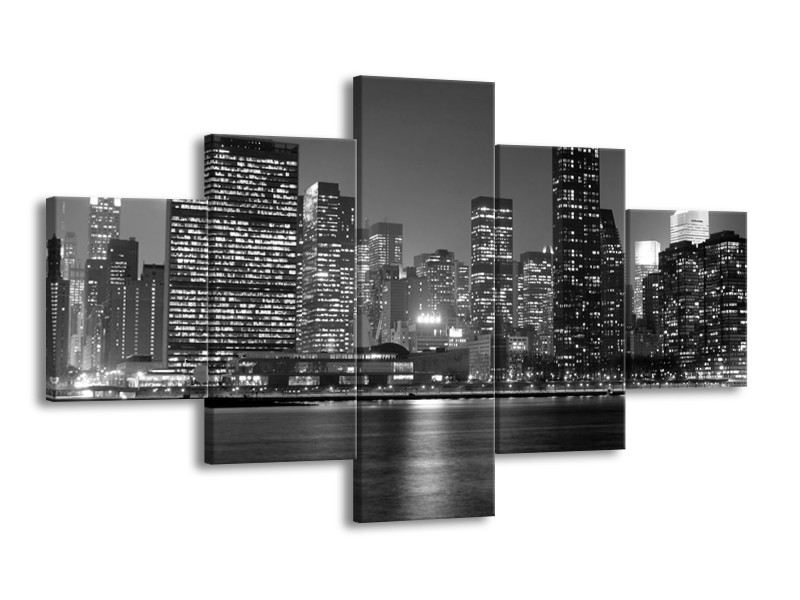 Glas schilderij Stad | Grijs, Zwart, Wit | 125x70cm 5Luik