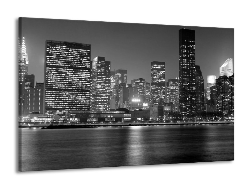 Canvas schilderij Stad | Grijs, Zwart, Wit | 140x90cm 1Luik