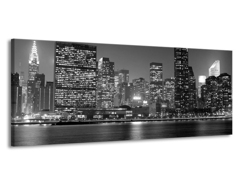 Glas schilderij Stad | Grijs, Zwart, Wit | 145x58cm 1Luik