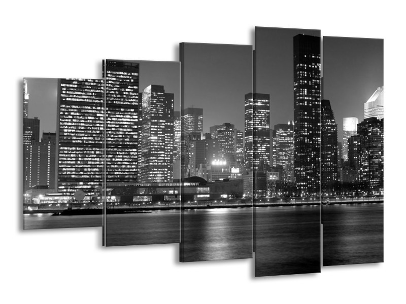 Canvas schilderij Stad | Grijs, Zwart, Wit | 150x100cm 5Luik