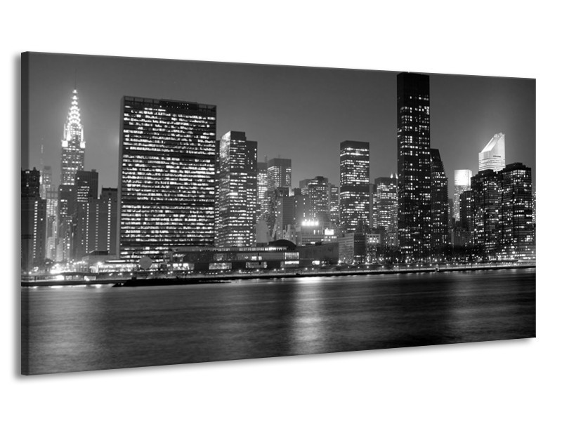 Canvas schilderij Stad | Grijs, Zwart, Wit | 170x90cm 1Luik