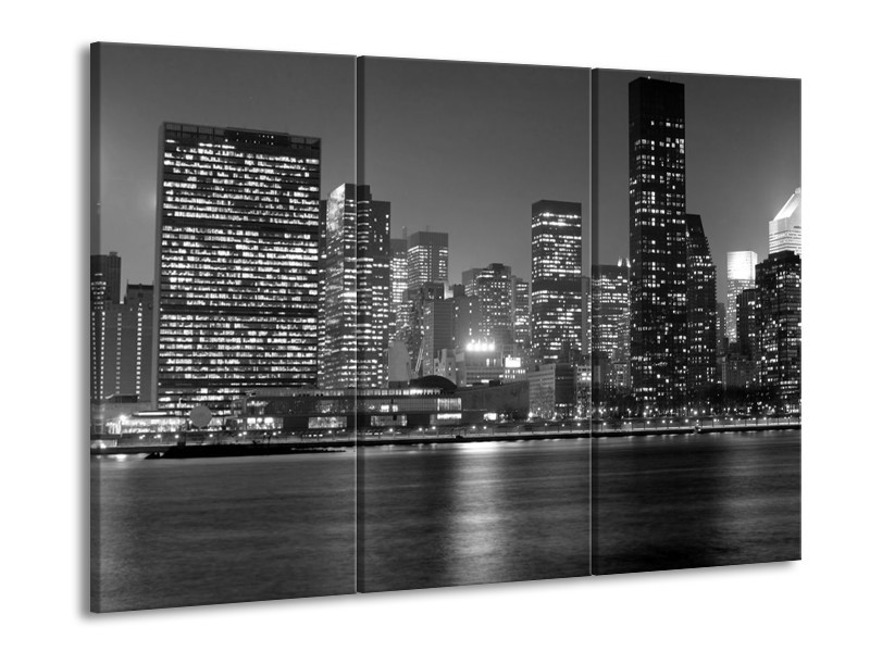 Glas schilderij Stad | Grijs, Zwart, Wit | 90x60cm 3Luik