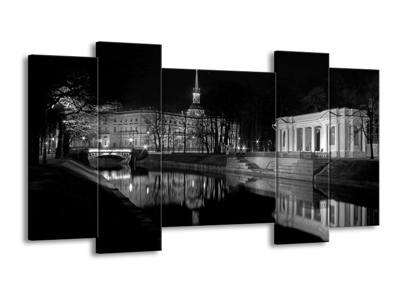 Glas schilderij Stad | Grijs, Zwart, Wit | 120x65cm 5Luik