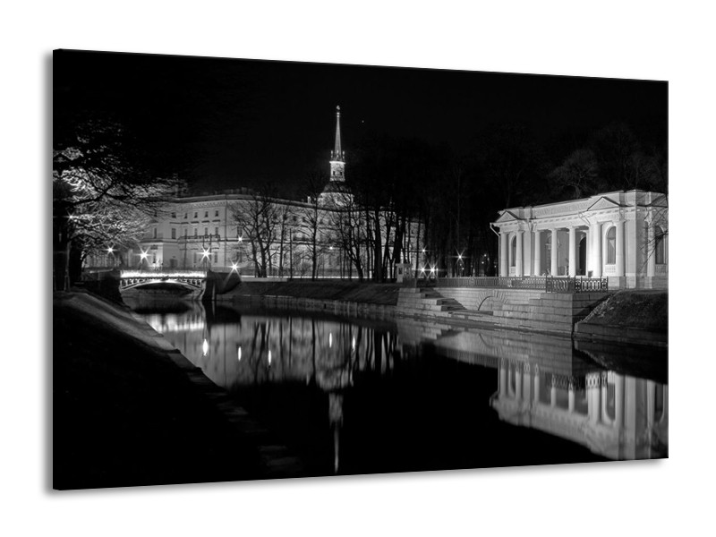 Canvas schilderij Stad | Grijs, Zwart, Wit | 140x90cm 1Luik