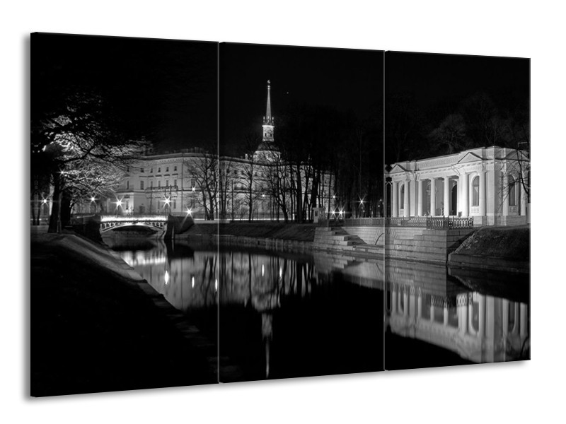 Canvas schilderij Stad | Grijs, Zwart, Wit | 165x100cm 3Luik