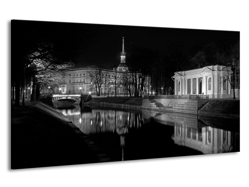 Canvas schilderij Stad | Grijs, Zwart, Wit | 190x100cm 1Luik