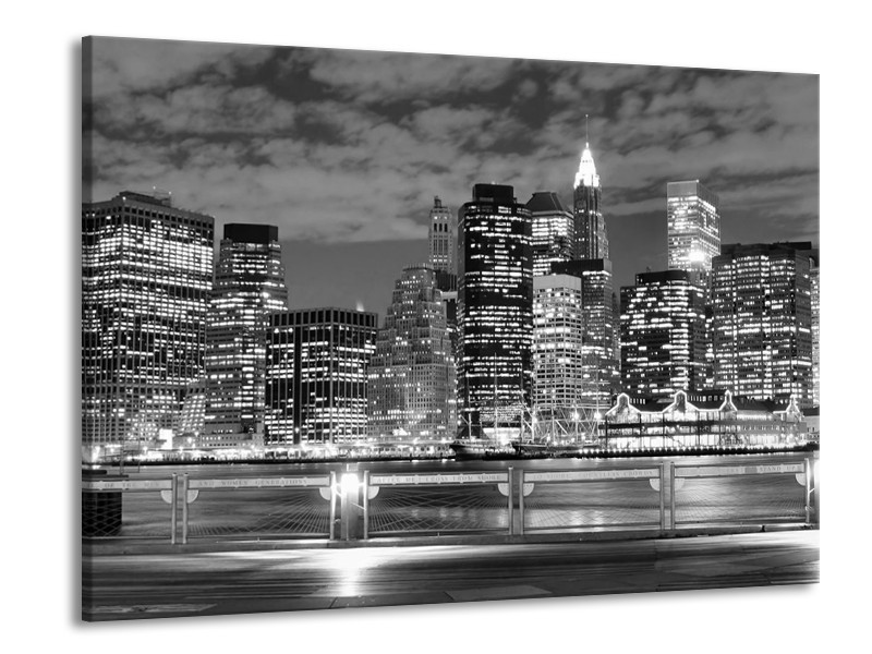 Glas schilderij New York | Grijs, Zwart, Wit | 100x70cm 1Luik