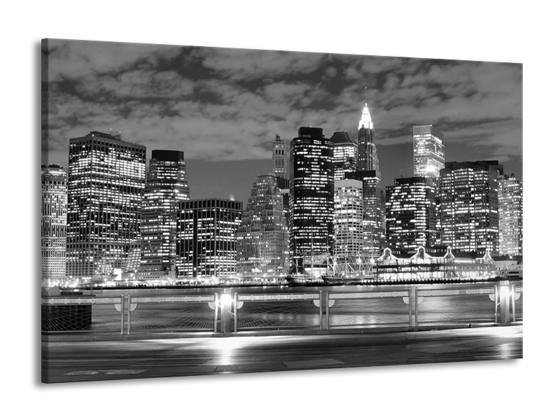 Canvas schilderij New York | Grijs, Zwart, Wit | 140x90cm 1Luik