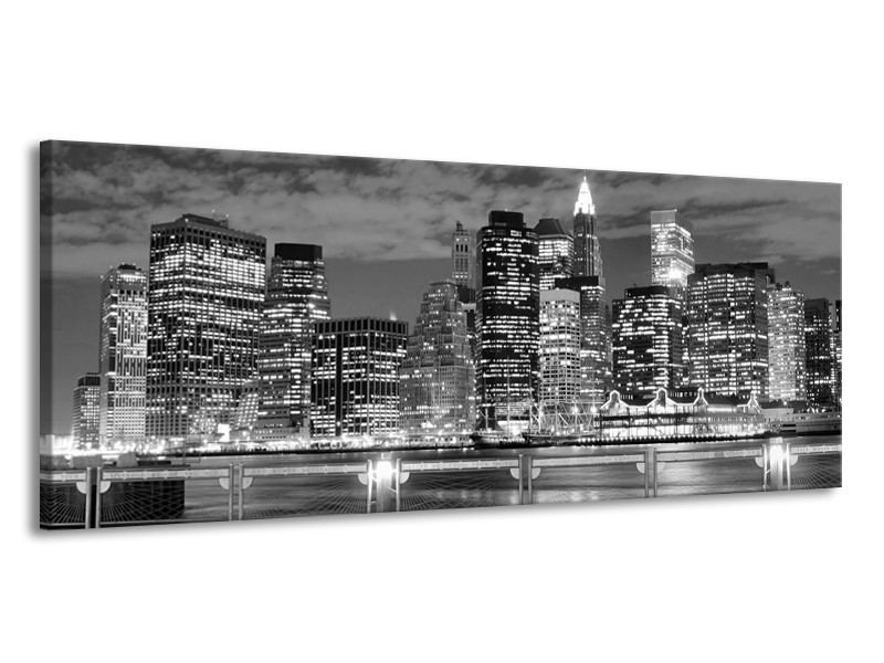 Glas schilderij New York | Grijs, Zwart, Wit | 145x58cm 1Luik