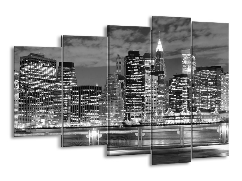 Glas schilderij New York | Grijs, Zwart, Wit | 150x100cm 5Luik