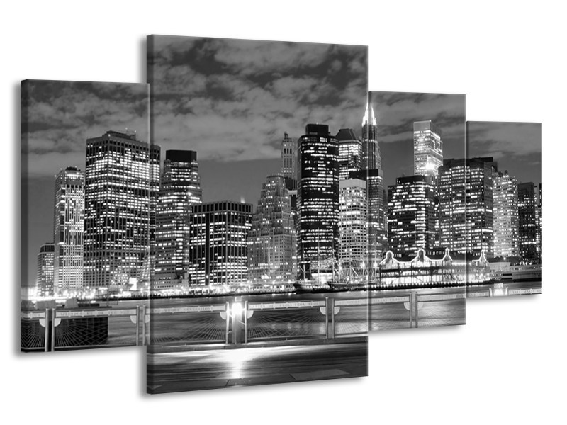 Glas schilderij New York | Grijs, Zwart, Wit | 160x90cm 4Luik