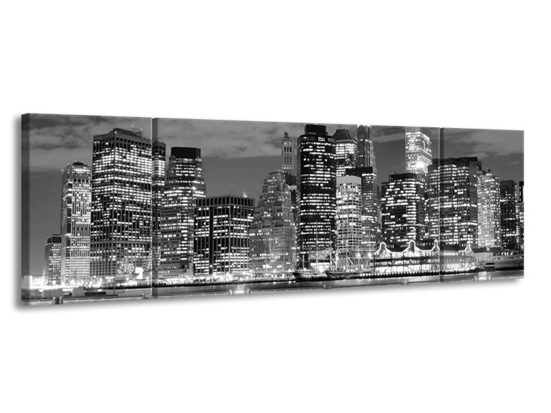 Glas schilderij New York | Grijs, Zwart, Wit | 170x50cm 3Luik