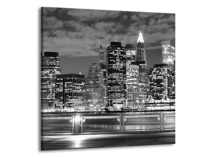Glas schilderij New York | Grijs, Zwart, Wit | 50x50cm 1Luik