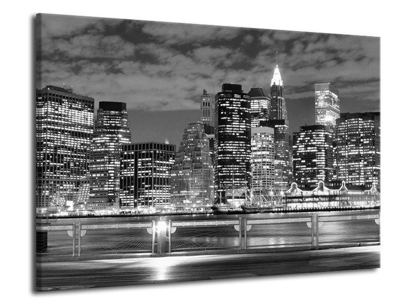 Glas schilderij New York | Grijs, Zwart, Wit | 70x50cm 1Luik