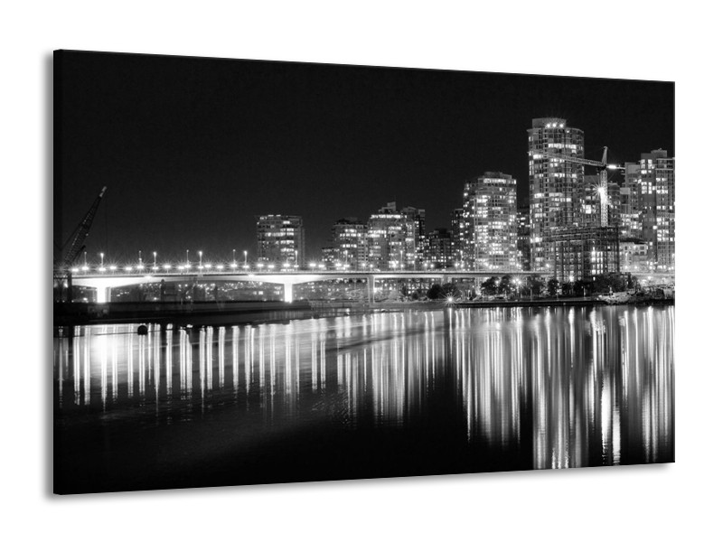 Canvas schilderij Stad | Grijs, Zwart, Wit | 140x90cm 1Luik