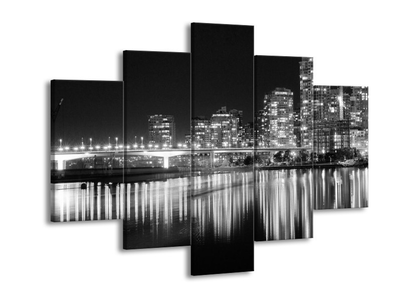 Glas schilderij Stad | Grijs, Zwart, Wit | 150x105cm 5Luik