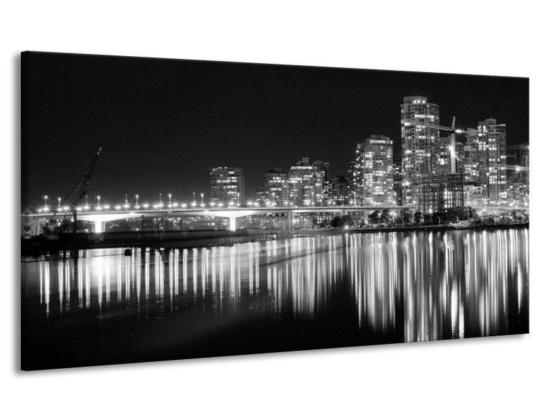 Canvas schilderij Stad | Grijs, Zwart, Wit | 170x90cm 1Luik