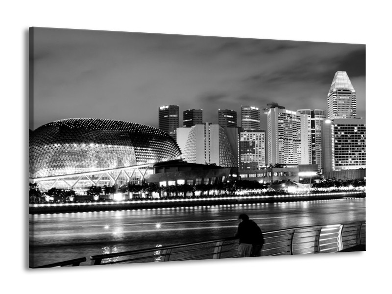 Canvas schilderij Stad | Grijs, Zwart, Wit | 140x90cm 1Luik