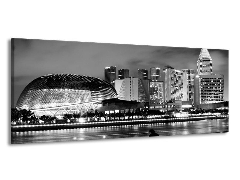 Glas schilderij Stad | Grijs, Zwart, Wit | 145x58cm 1Luik