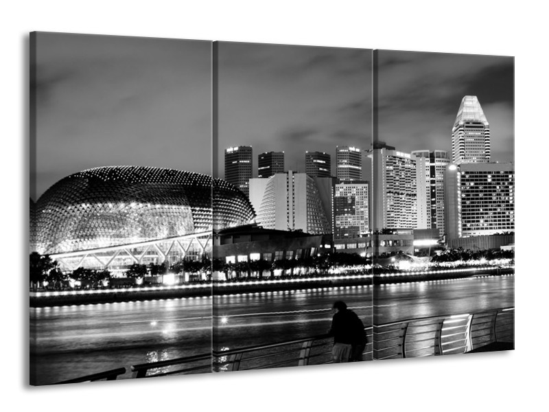 Canvas schilderij Stad | Grijs, Zwart, Wit | 165x100cm 3Luik