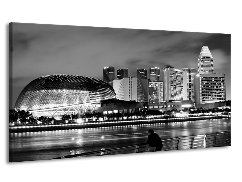 Canvas schilderij Stad | Grijs, Zwart, Wit | 170x90cm 1Luik