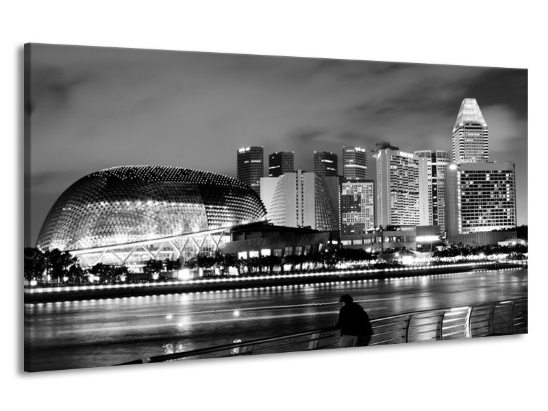 Canvas schilderij Stad | Grijs, Zwart, Wit | 190x100cm 1Luik