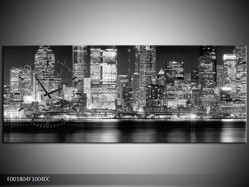Klok schilderij New York | Grijs, Zwart, Wit | 100x40cm 1Luik
