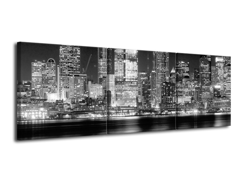 Canvas schilderij New York | Grijs, Zwart, Wit | 120x40cm 3Luik