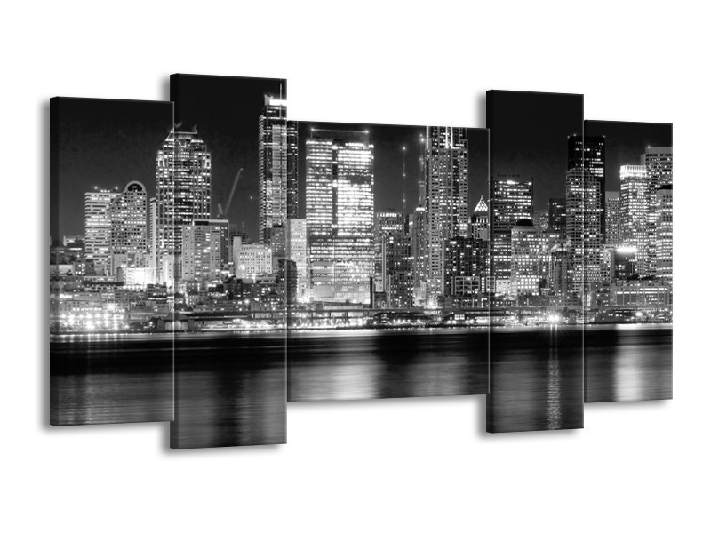 Glas schilderij New York | Grijs, Zwart, Wit | 120x65cm 5Luik