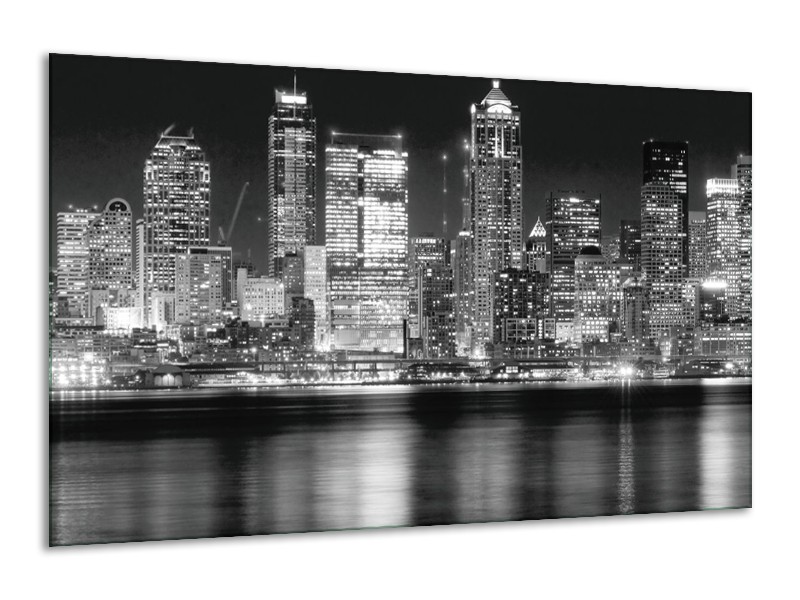 Glas schilderij New York | Grijs, Zwart, Wit | 120x70cm 1Luik