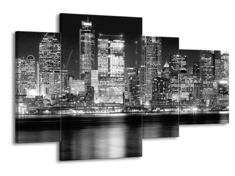 Glas schilderij New York | Grijs, Zwart, Wit | 120x75cm 4Luik