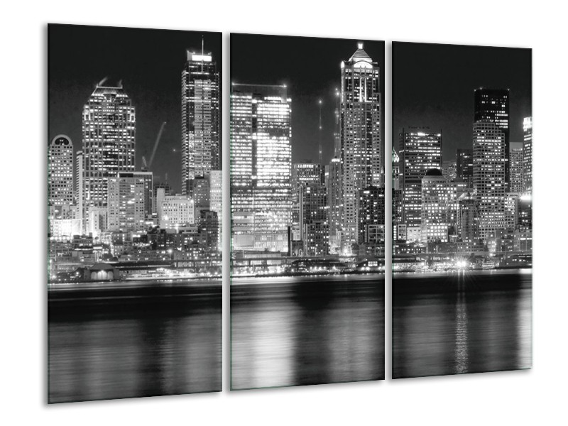 Canvas schilderij New York | Grijs, Zwart, Wit | 120x80cm 3Luik