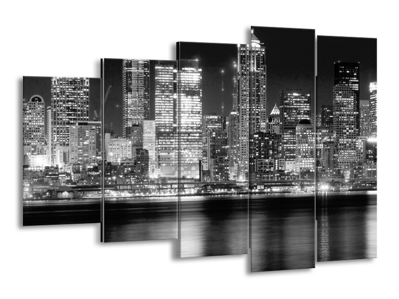 Glas schilderij New York | Grijs, Zwart, Wit | 150x100cm 5Luik