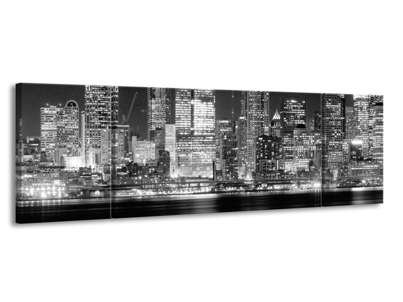 Glas schilderij New York | Grijs, Zwart, Wit | 170x50cm 3Luik