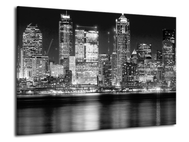 Glas schilderij New York | Grijs, Zwart, Wit | 70x50cm 1Luik