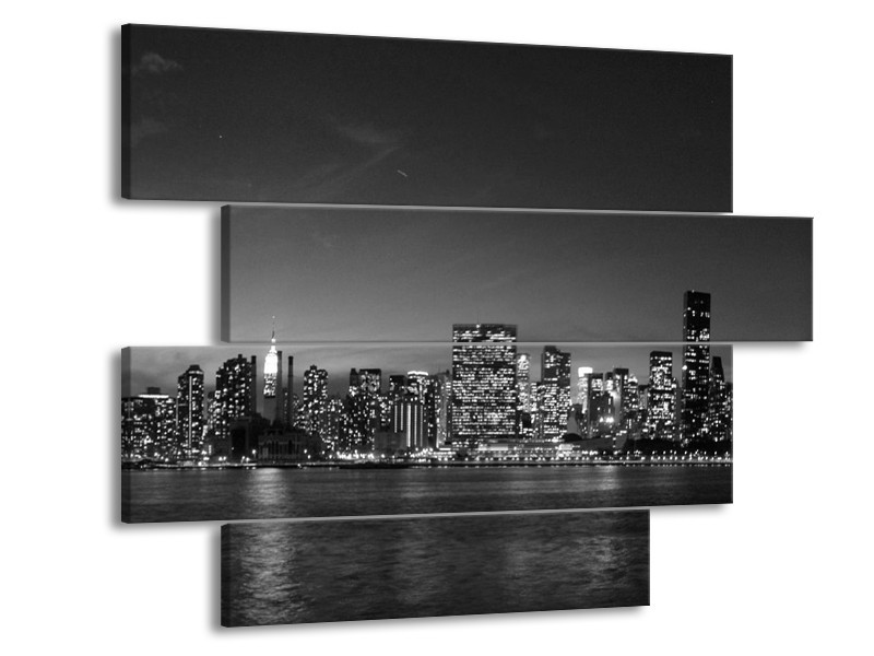 Glas schilderij Stad | Grijs, Zwart, Wit | 115x85cm 4Luik