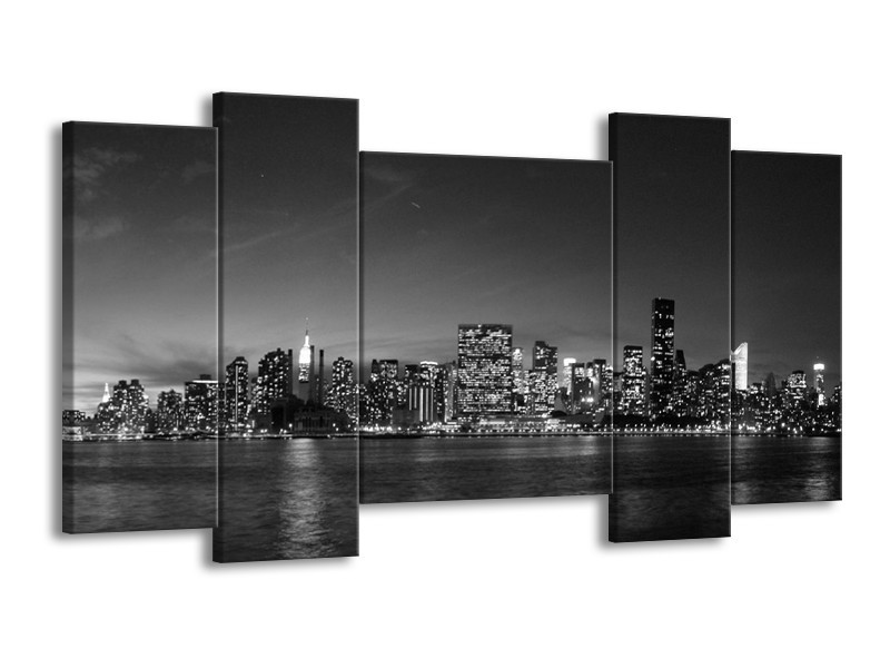Glas schilderij Stad | Grijs, Zwart, Wit | 120x65cm 5Luik