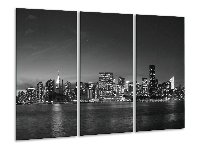 Glas schilderij Stad | Grijs, Zwart, Wit | 120x80cm 3Luik