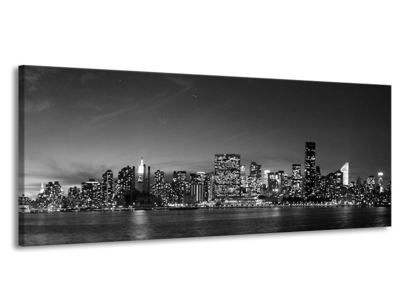 Glas schilderij Stad | Grijs, Zwart, Wit | 145x58cm 1Luik