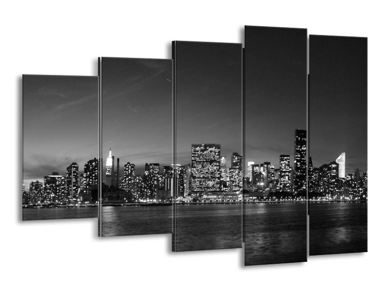 Glas schilderij Stad | Grijs, Zwart, Wit | 150x100cm 5Luik