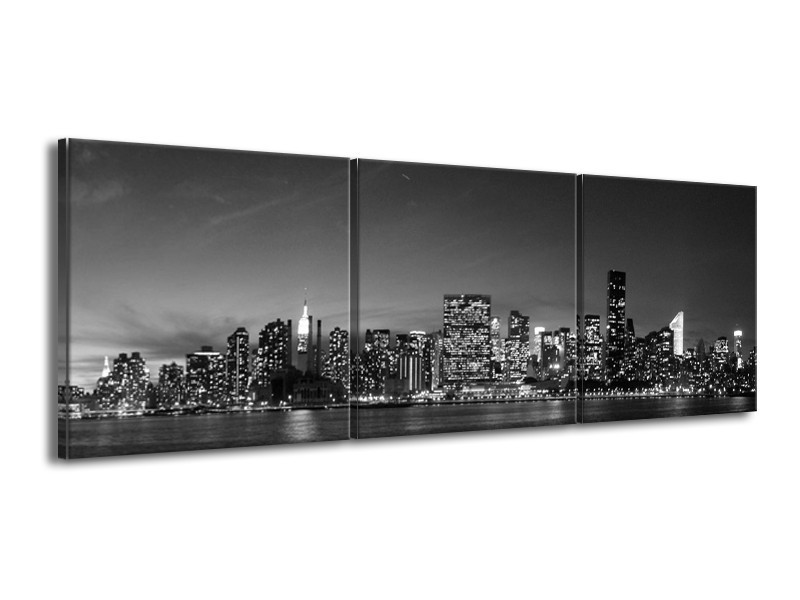 Glas schilderij Stad | Grijs, Zwart, Wit | 150x50cm 3Luik