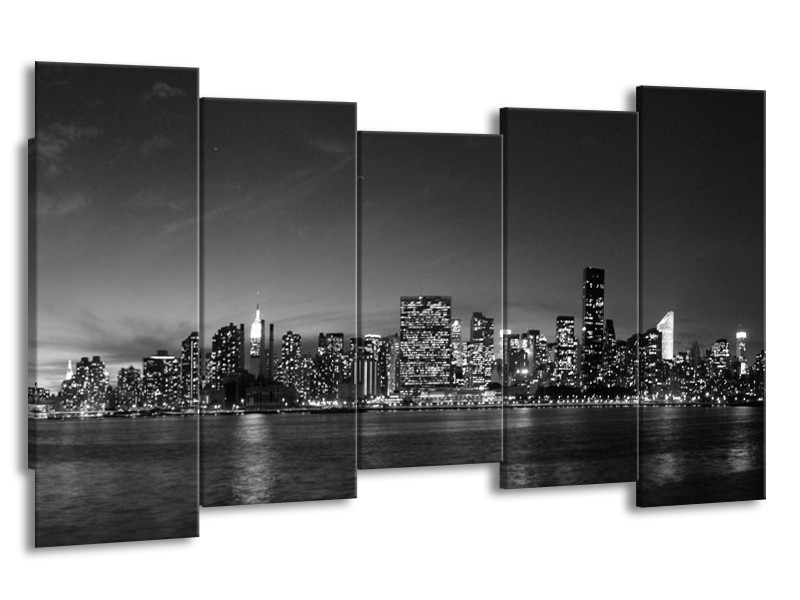 Glas schilderij Stad | Grijs, Zwart, Wit | 150x80cm 5Luik
