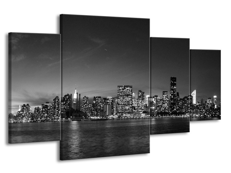 Glas schilderij Stad | Grijs, Zwart, Wit | 160x90cm 4Luik