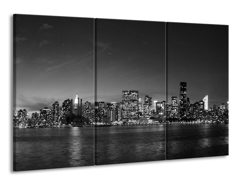 Canvas schilderij Stad | Grijs, Zwart, Wit | 165x100cm 3Luik