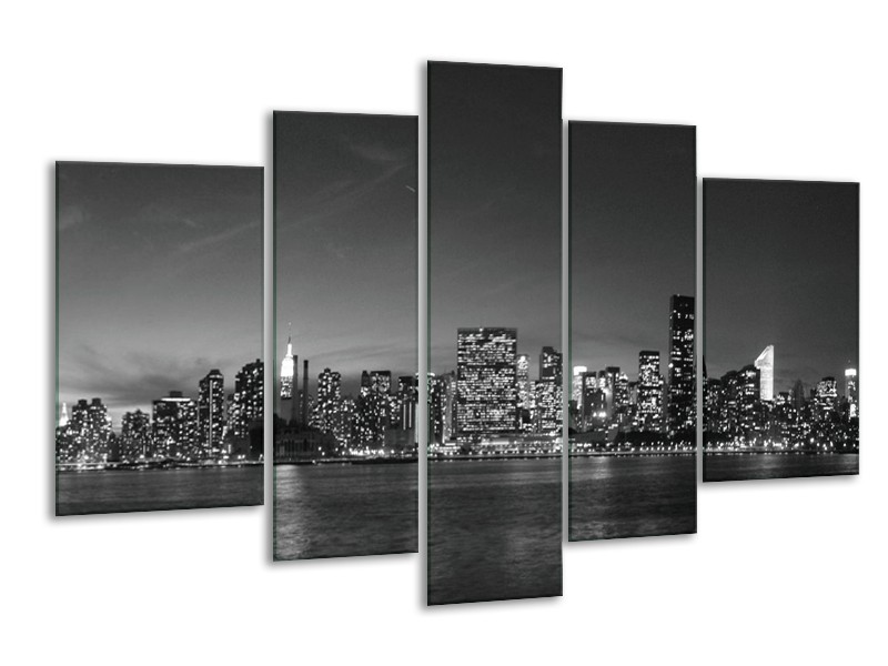 Glas schilderij Stad | Grijs, Zwart, Wit | 170x100cm 5Luik