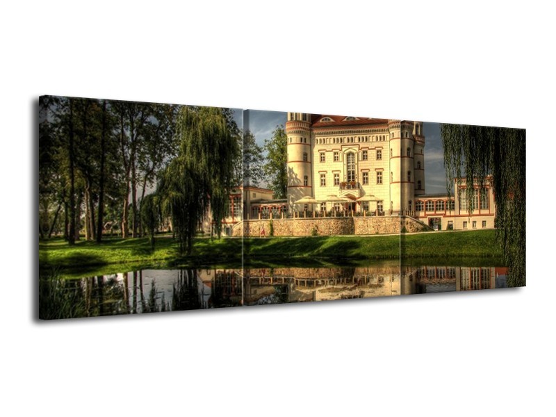 Glas schilderij Natuur | Geel, Groen, Grijs | 120x40cm 3Luik