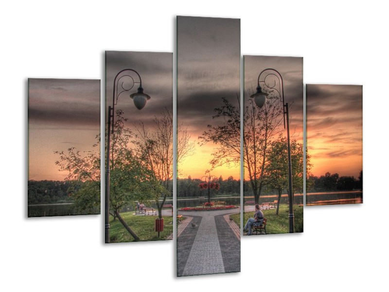 Glas schilderij Natuur | Grijs, Zwart, Groen | 100x70cm 5Luik