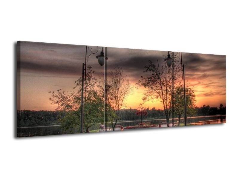 Glas schilderij Natuur | Grijs, Zwart, Groen | 120x40cm 3Luik