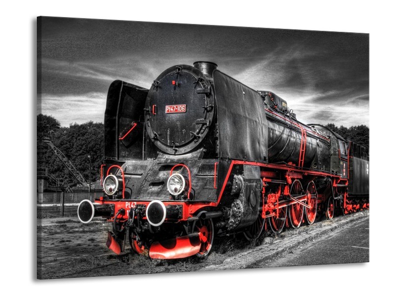 Glas schilderij Trein | Zwart, Rood, Wit | 100x70cm 1Luik